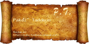 Pakó Taddeus névjegykártya
